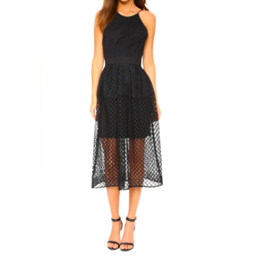 NICHOLAS LATTICE LACE TUCK BALL DRESS